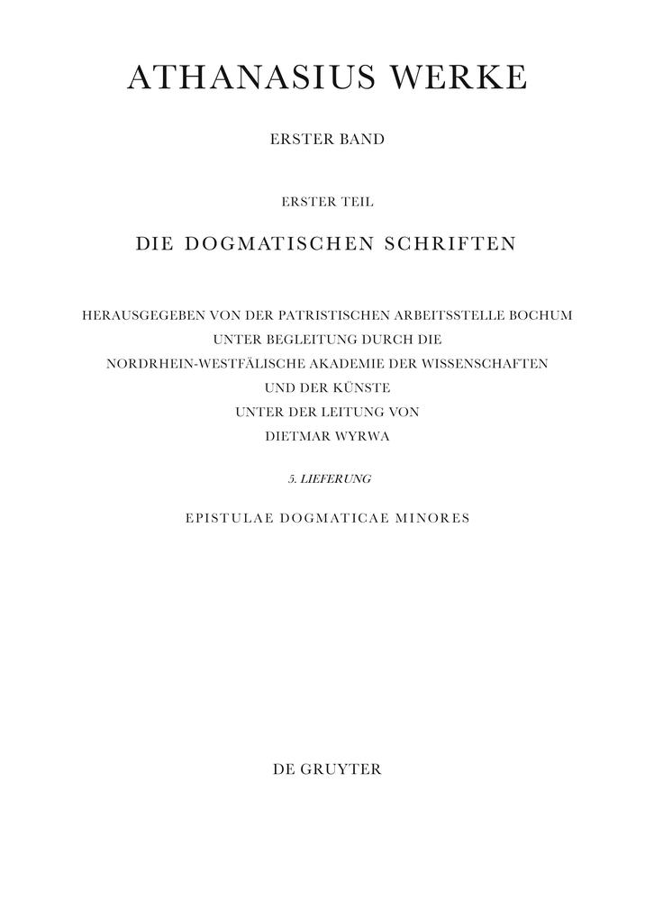 Werke Lfg 5 Epistulae Dogmaticae Minores