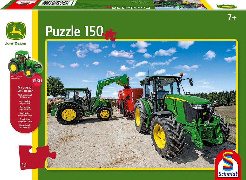 Image of John Deere Traktoren der 5M Serie. Puzzle 150 Teile + SIKU Traktor