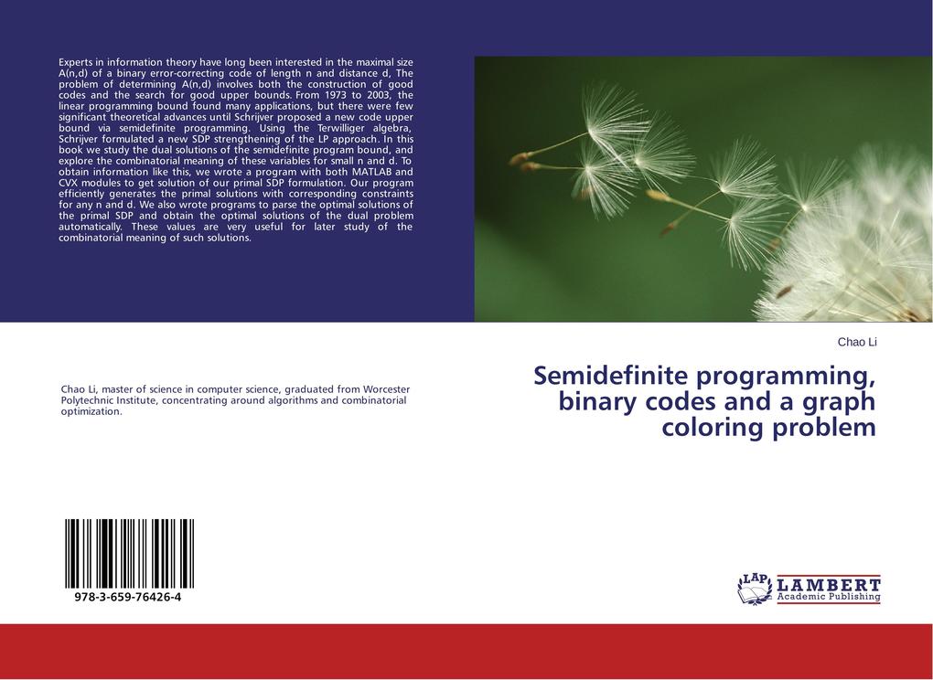 Semidefinite programming binary codes and a graph coloring problem