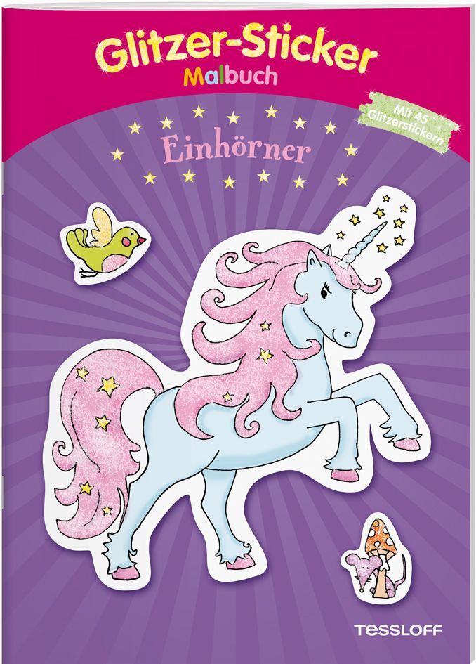 Image of Glitzer-Sticker-Malbuch. Einhörner