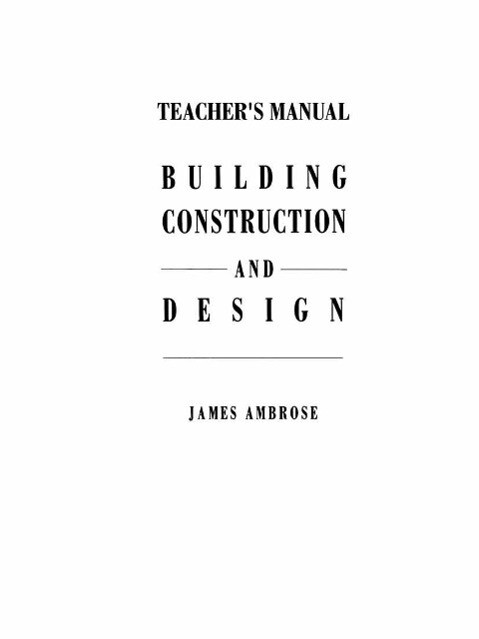 Teacher‘s Manual for Building Construction and 