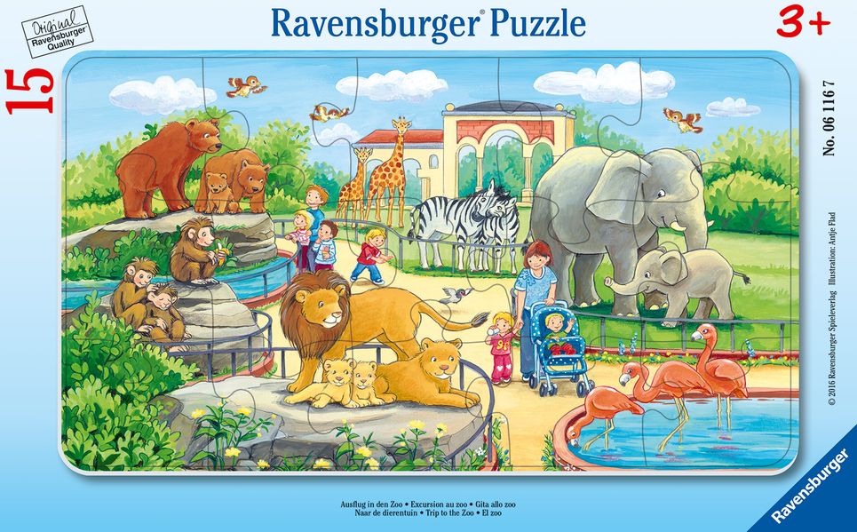 Kinderpuzzle 15 Teile - Ausflug in den Zoo