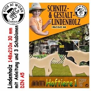 Corvus A600583 - Schnitzholz A5 Hoftiere Lindenholz