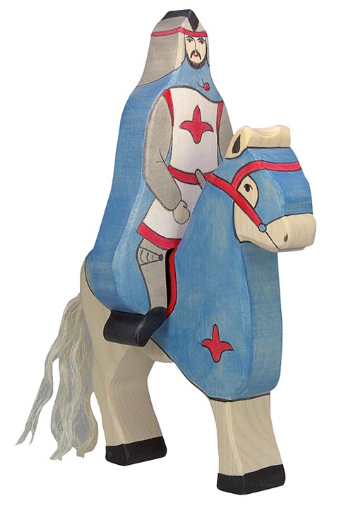 Holztiger 80247 - Blauer Ritter mit Mantel reitend (ohne Pferd)