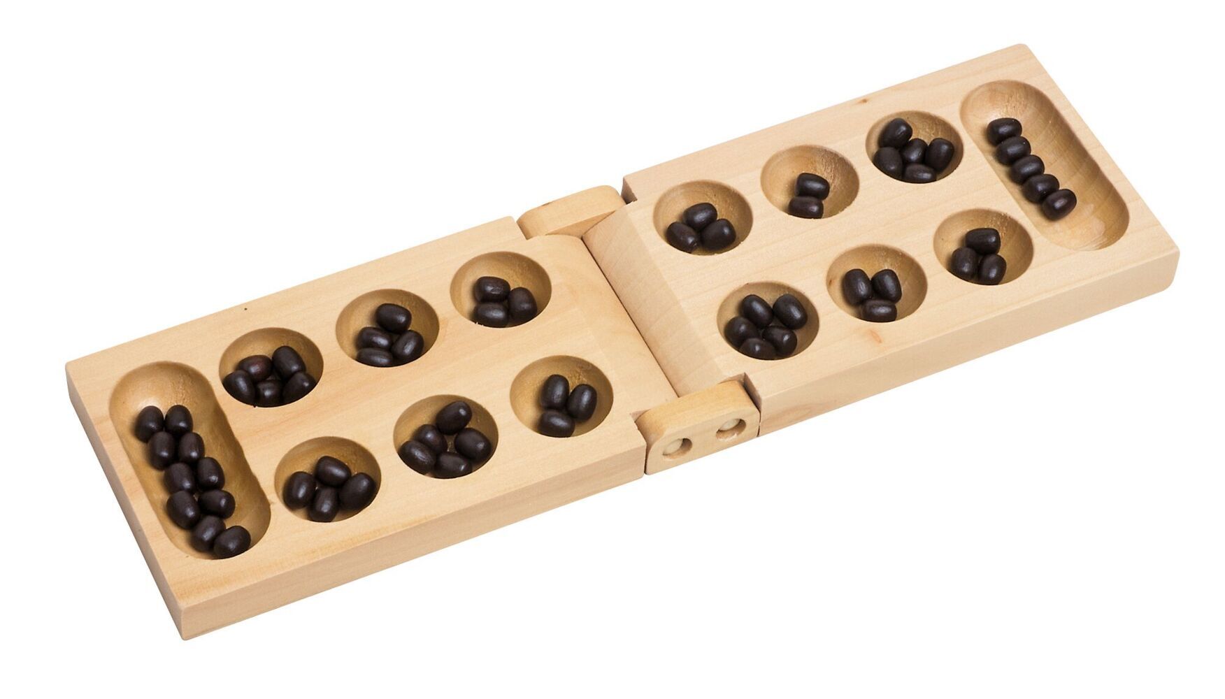 Kalaha Spiel im Baumwollbeutel Klappformat