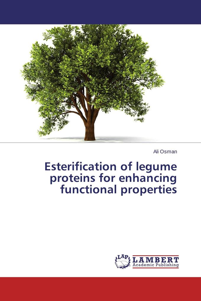Esterification of legume proteins for enhancing functional properties