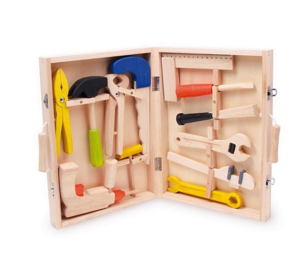 small foot 2079 - Werkzeugkoffer Lino aus Holz mit 12 Spielwerkzeugen