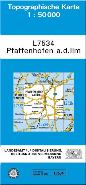 Topographische Karte Bayern Pfaffenhofen a. d. Ilm