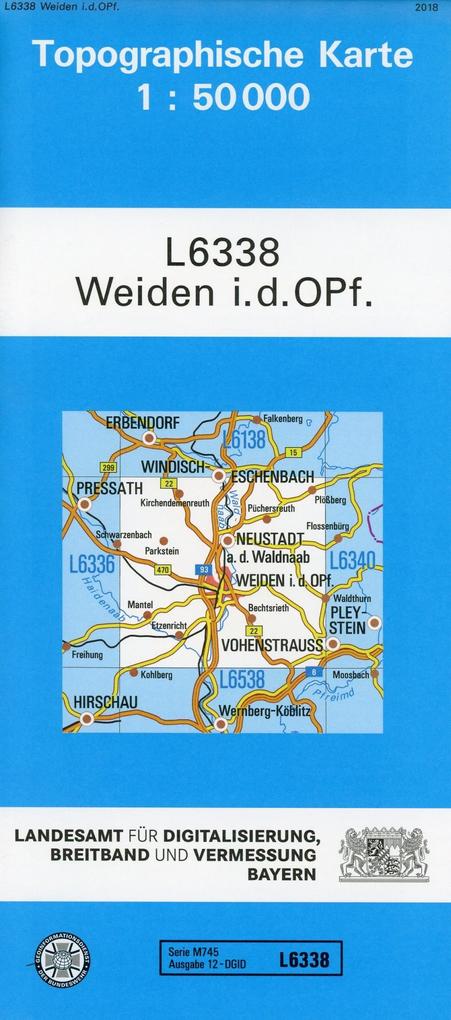 Topographische Karte Bayern Weiden i. d. OPf.