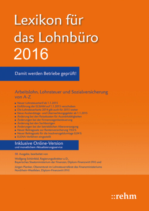 Ebook, Lexikon für das Lohnbüro 2016 als eBook Download von Wolfgang Schönfeld, Jürgen Plenker - Wolfgang Schönfeld, Jürgen Plenker