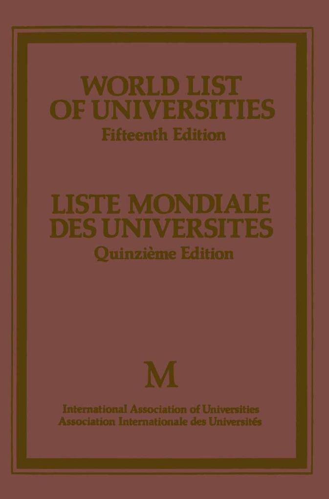 World List of Universities / Liste Mondiale des Universites