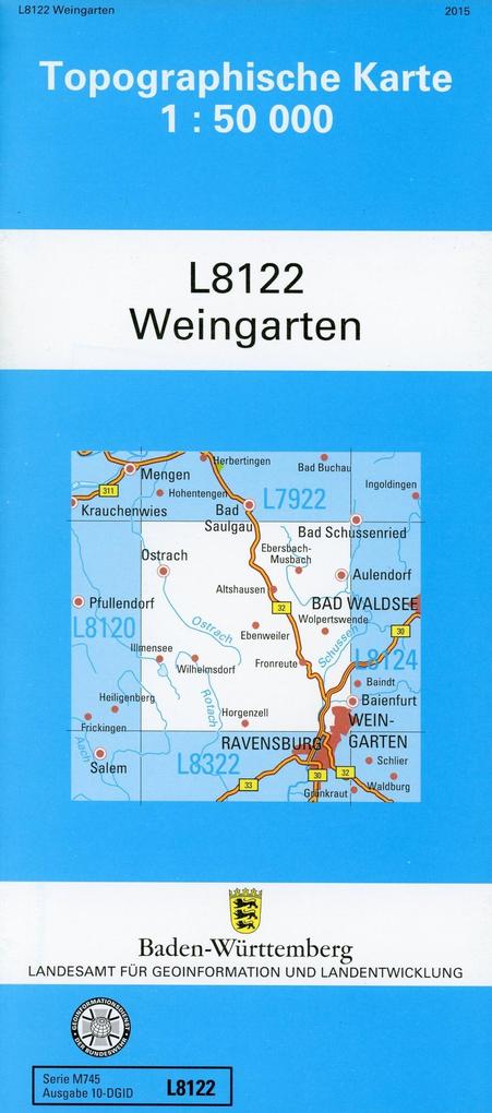 Topographische Karte Baden-Württemberg Zivilmilitärische Ausgabe - Weingarten