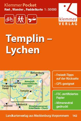 Klemmer Pocket Rad- Wander- und Paddelkarte Templin - Lychen 1 : 50 000