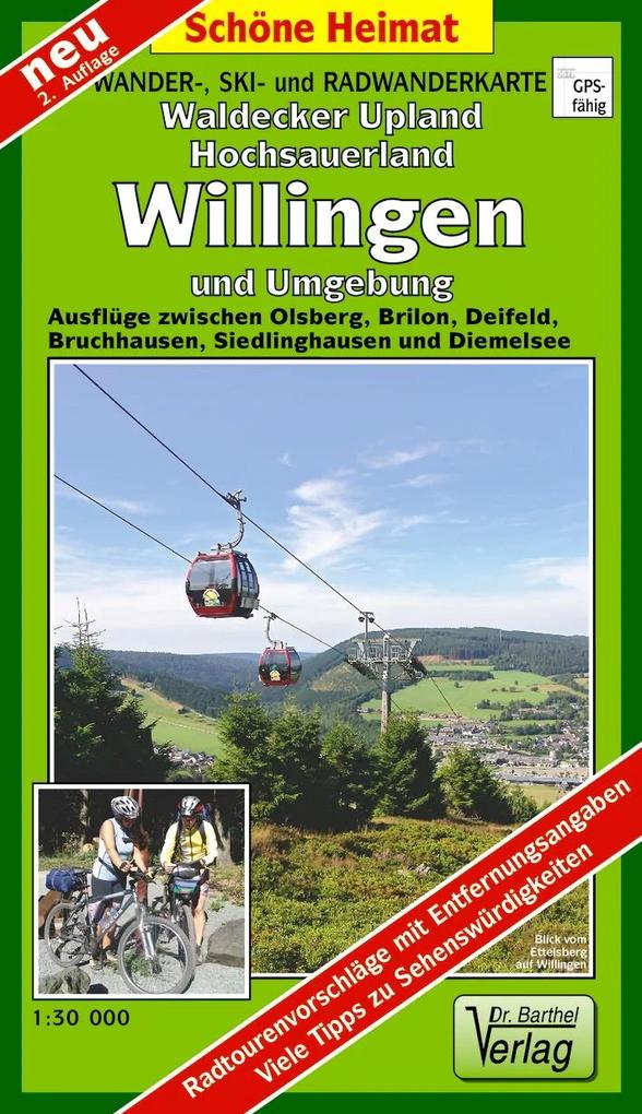 Wander- Ski- und Radwanderkarte Waldecker Upland Hochsauerland Willingen und Umgebung 1:30 000