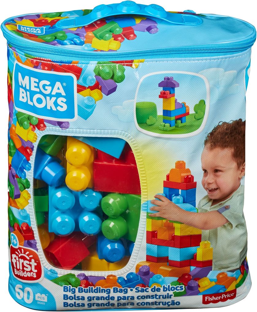 Mega Bloks - Bausteine-Beutel bunt (60 Teile) Steck-Bausteine Kinder Bauklötze