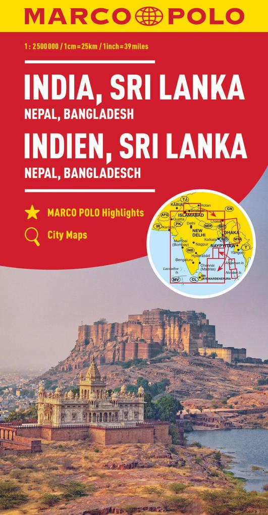 MARCO POLO Kontinentalkarte Indien Sri Lanka 1:2 500 000