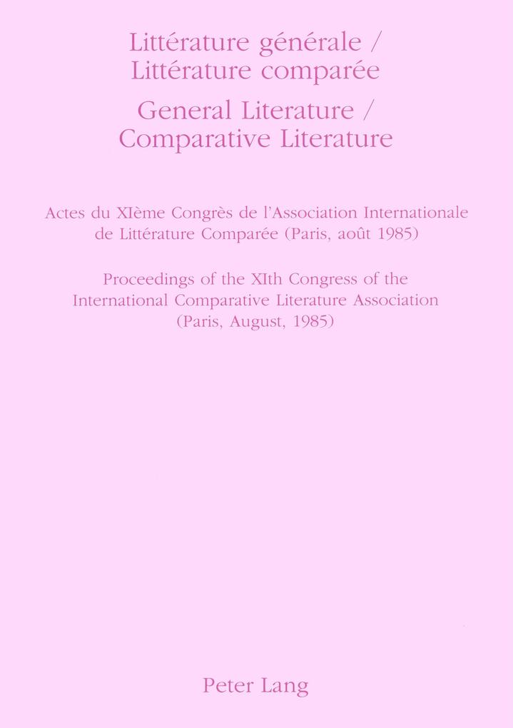 Littérature générale / Littérature comparée- General Literature / Comparative Literature