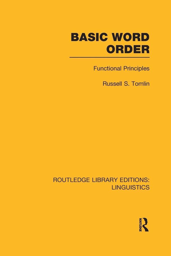 Basic Word Order (RLE Linguistics B