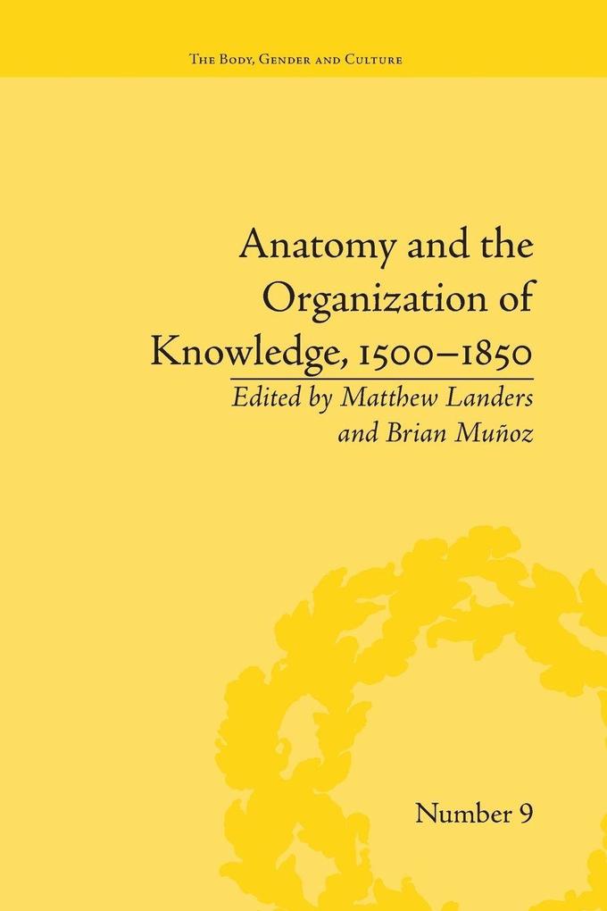 Anatomy and the Organization of Knowledge 1500-1850
