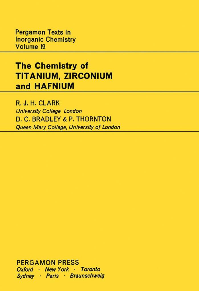 The Chemistry of Titanium Zirconium and Hafnium
