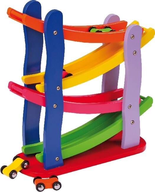 Image of small foot 7558 - Rennbahn mit 4 Autos Holz bunt