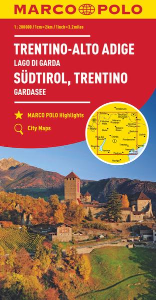 MARCO POLO Regionalkarte Italien 03 Südtirol Trentino Gardasee 1:200.000
