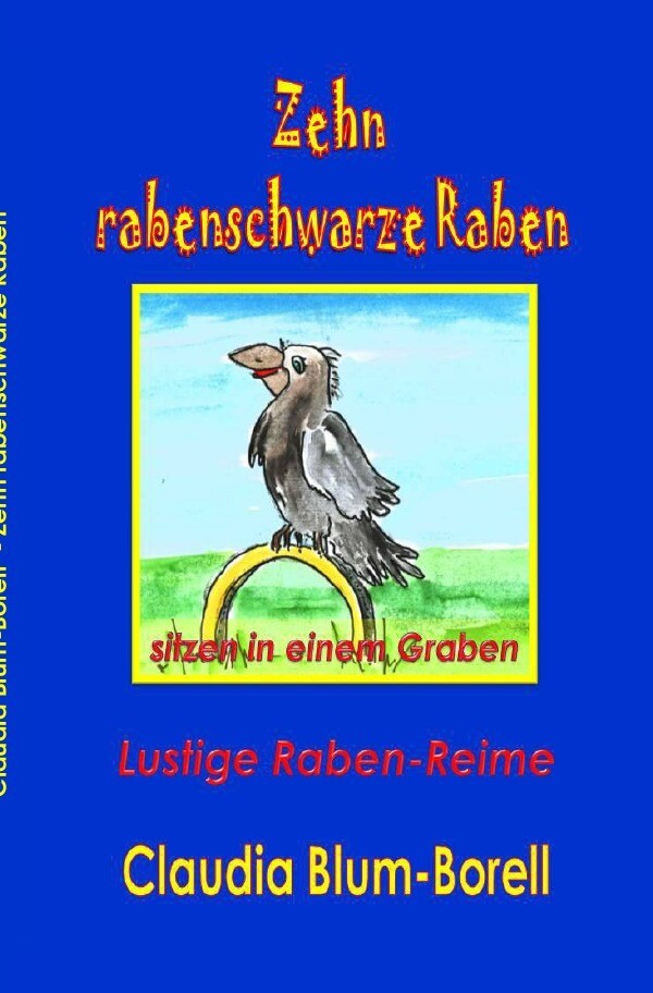 Image of Zehn rabenschwarze Raben sitzen in einem Graben