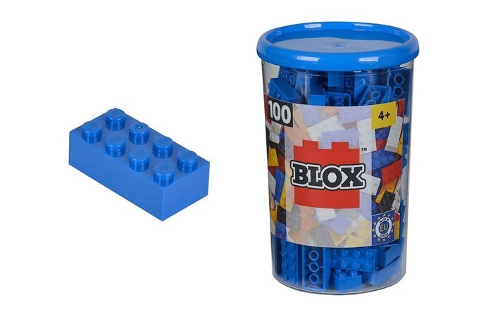 Simba 104118906 - Blox Steine in Dose Konstruktionsspielzeug 100 blau