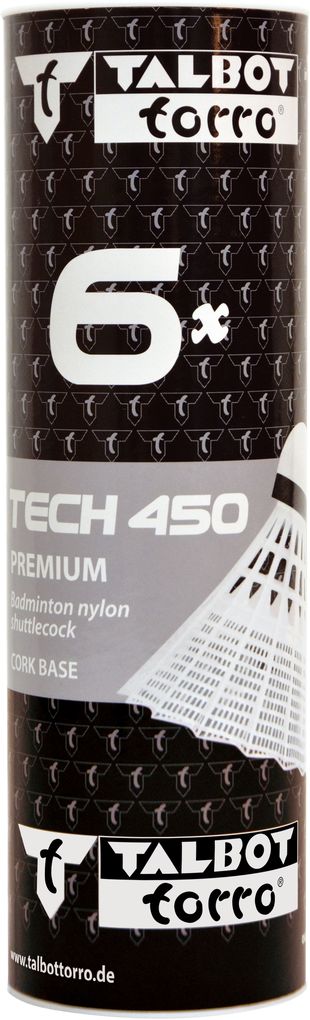 Talbot-Torro - Badmintonball Tech 450 Premium Nylonfederball 6er Dose Korb:weiß rot fast