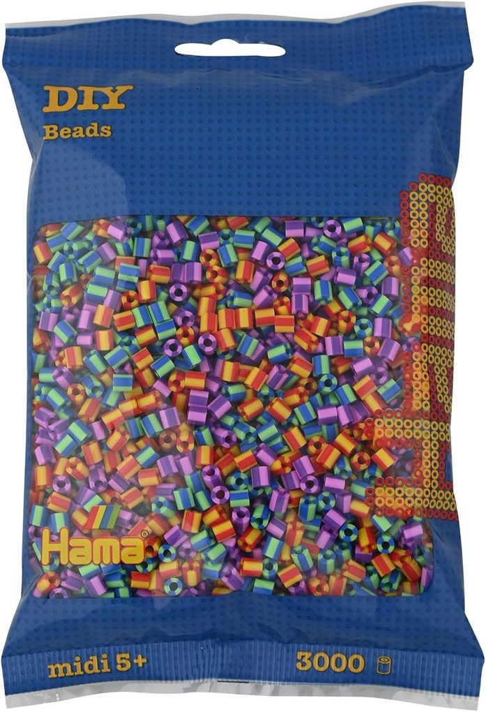 Hama 201-92 - DIY Bügelperlen Midi 5+ ca. 3000 Stück Mix 92 gestreift