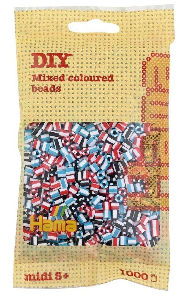 Hama 207-91 - DIY Bügelperlen Midi 5+ ca. 1000 Stück Mix 91 gestreift
