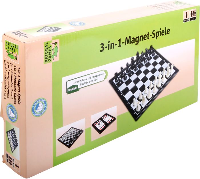 Image of 3-in-1 Magnetspiele Dame, Schach und Backgammon