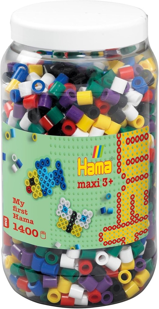 Hama 8540 - My first Hama Bügelperlen Maxi 3+ Dose mit ca. 1400 Stück Vollton Mix00
