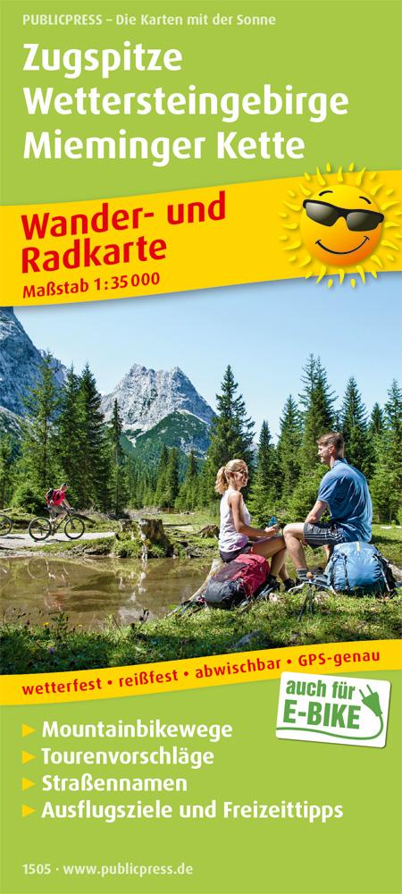 Zugspitze - Wettersteingebirge - Mieminger Kette. Wander- und Radkarte 1 : 35 000