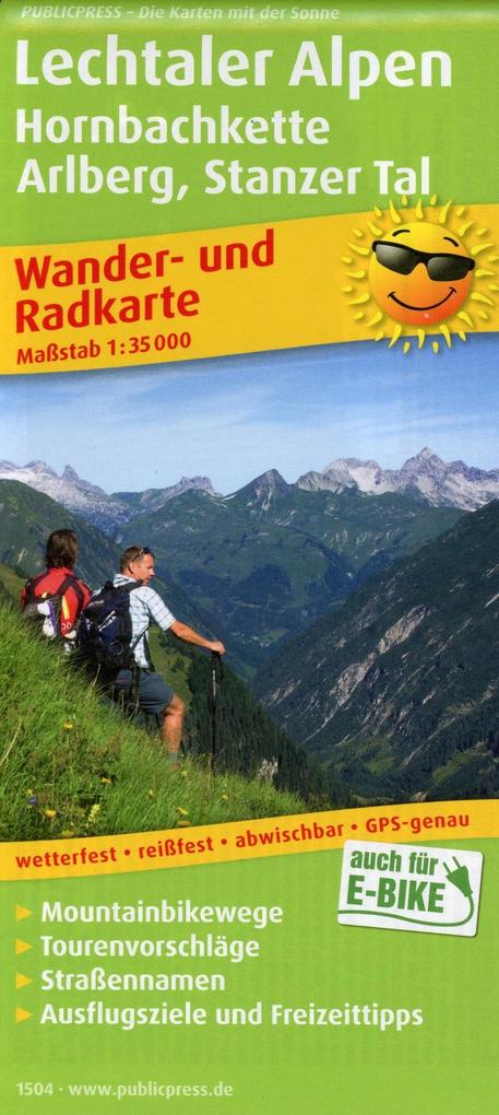 Lechtaler Alpen Hornbachkette Arlberg Stanzer Tal Wander- und Radkarte 1 : 35 000