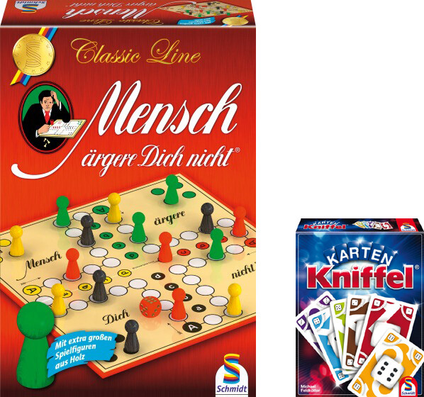 Image of Schmidt Spiele Bundle Mensch ärgere dich nicht Classic Line plus Kniffel Kartenspiel