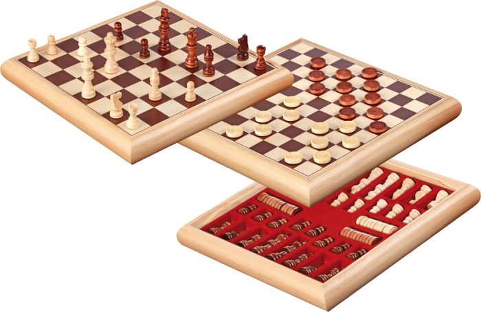 Philos 2803 - Schach-Dame-Set Holzbox 32x32x4cm