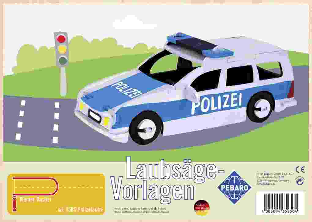 PEBARO 358S - Laubsägevorlage Polizeiauto 1 Platte Größe DIN A4