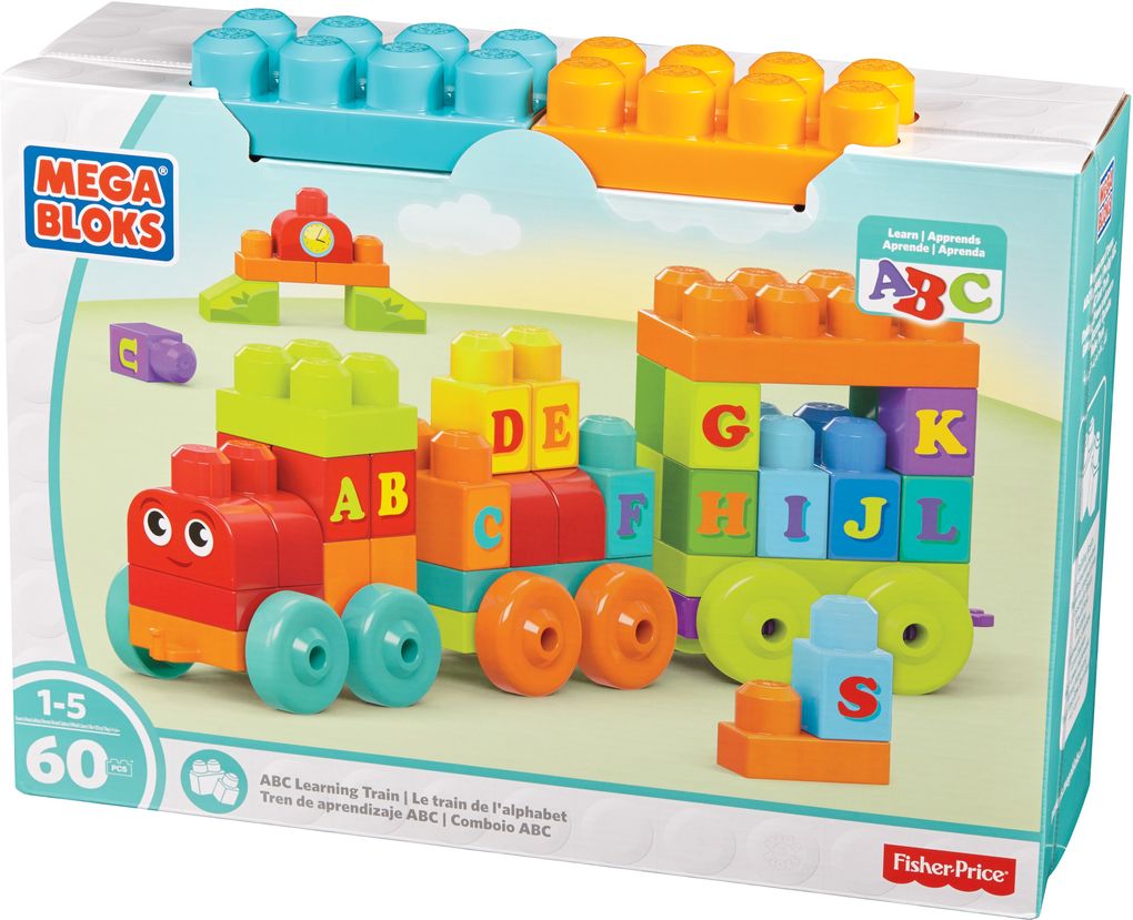 Mega Bloks - ABC Lernzug (60 Teile) Steck-Bausteine Bauklötze Lernspielzeug