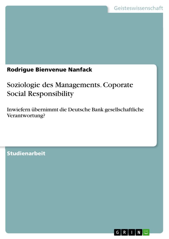 Soziologie des Managements. Coporate Social Responsibility