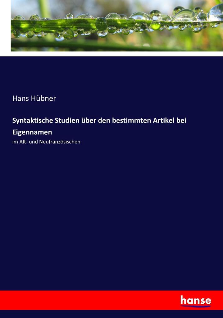 Image of Syntaktische Studien über den bestimmten Artikel bei Eigennamen