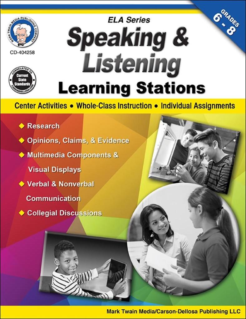 Speaking and Listening Learning Stations Grades 6 - 8