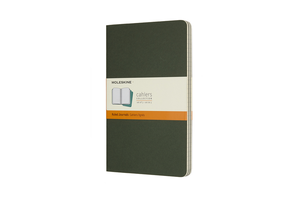 Moleskine Cahier Notebook Large Ruled Journals Pack of 3 Myrtle Green, Green
