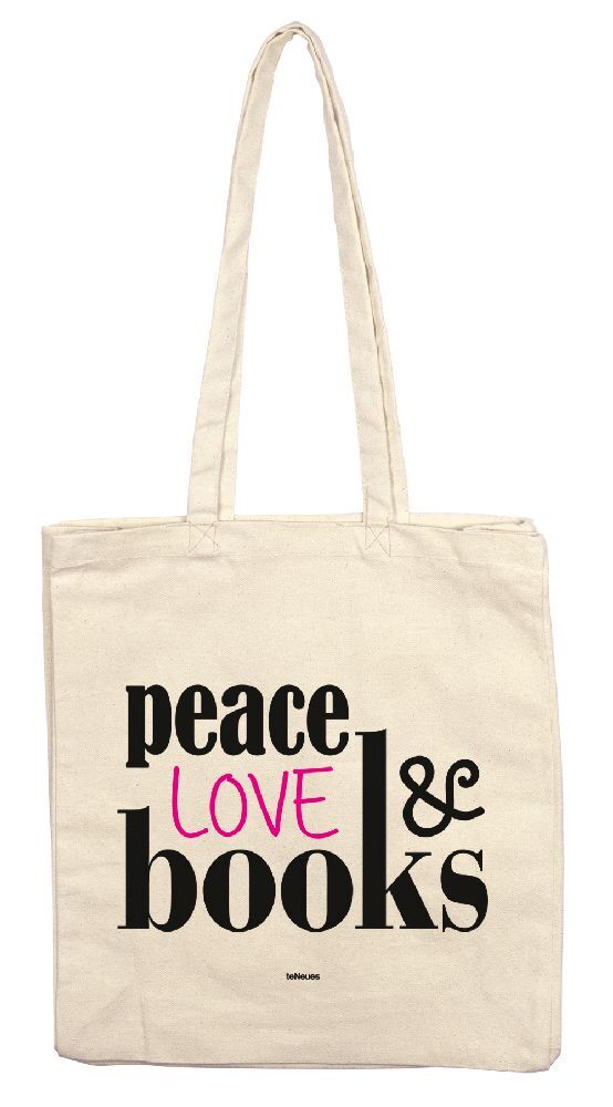 Peace Love Books Stofftasche