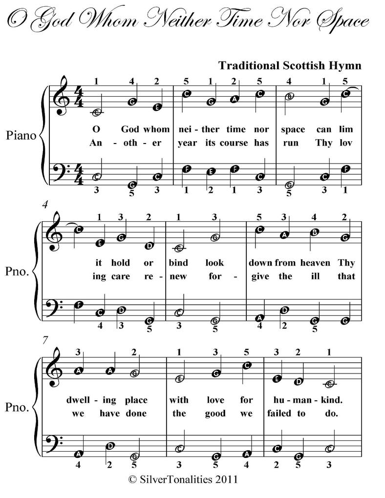 O God Whom Neither Time Nor Space - Easy Piano Sheet Music