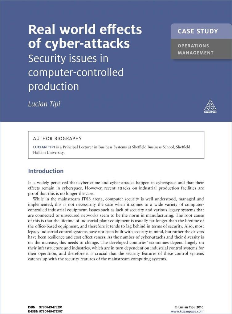 Case Study: Real World Effects of Cyber-Attacks