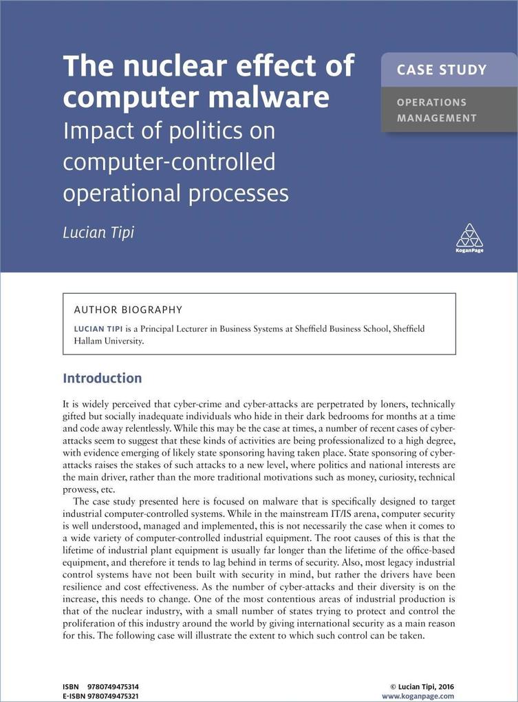 Case Study: The Nuclear Effect of Computer Malware