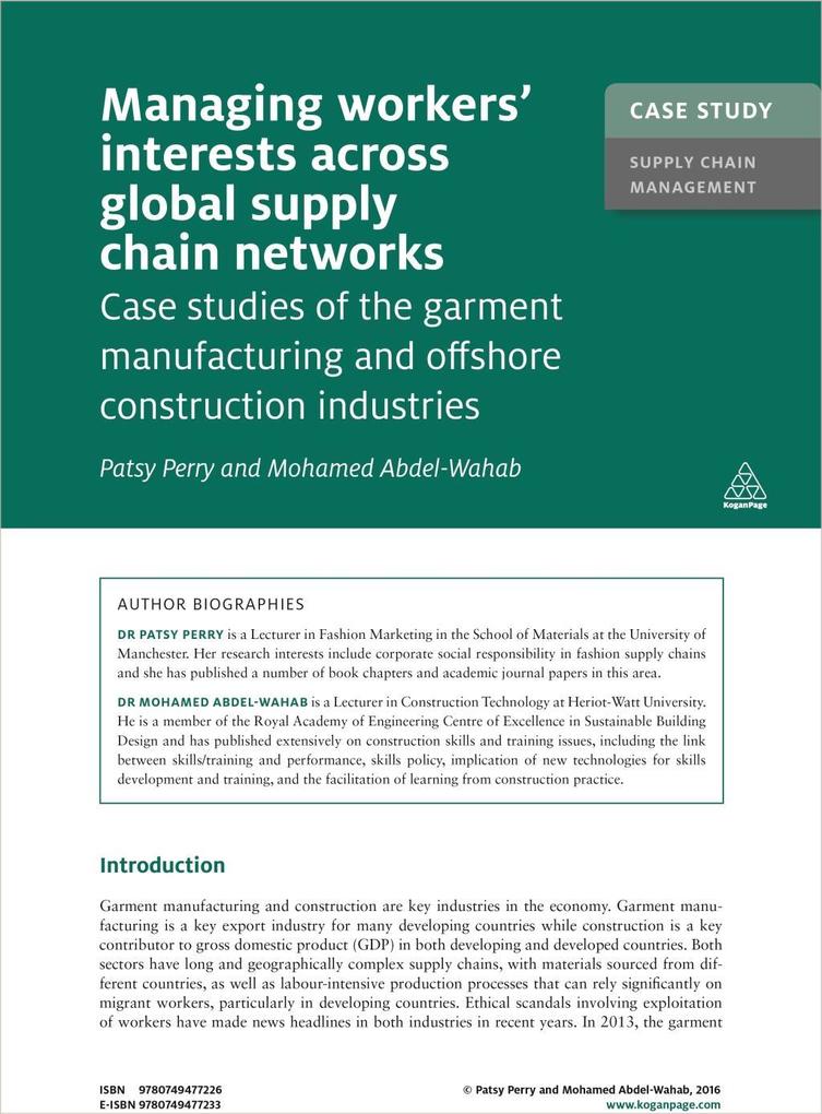 Case Study: Managing Workers‘ Interests Across Global Supply Chains Networks