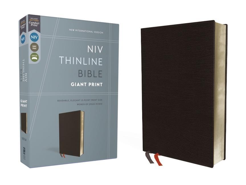 NIV Thinline Bible Giant Print Bonded Leather Black Red Letter Edition