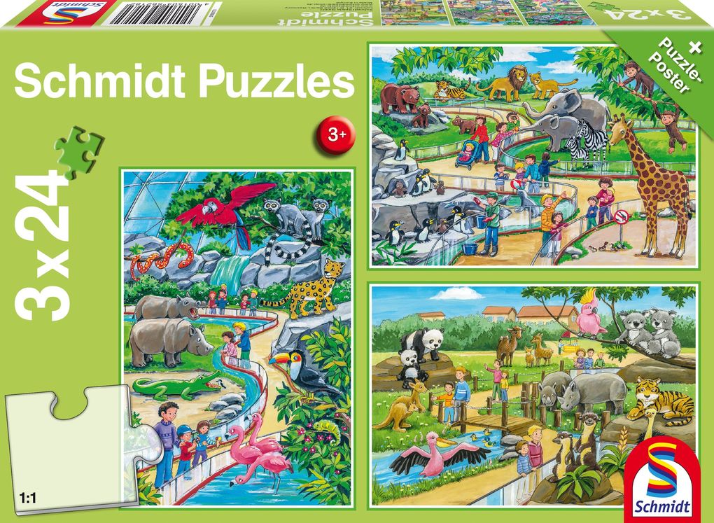 Image of Ein Tag im Zoo. 3 x 24 Teile Puzzle